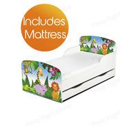 PriceRightHome Jungle Exclusive Design Toddler Bed with Underbed Storage and Foam Mattress
