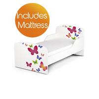 PriceRightHome Butterflies Toddler Bed with Foam Mattress