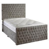 Provincial Fabric Upholstered King Divan Bed in Silver 4 Drawers Bed Frame and Mattress