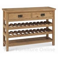 Provence Oak Console Table with Wine Rack