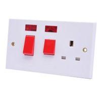 Propower 45A Double Pole White Cooker Switch & Socket with Neon