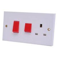 Propower 45A Double Pole White Cooker Switch & Socket