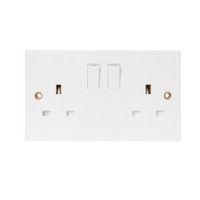 Pro Power 13A White Plastic Switched Double Socket Pack of 5