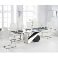 Pretoria 170cm Extending Black Glass Dining Table with Malaga Chairs