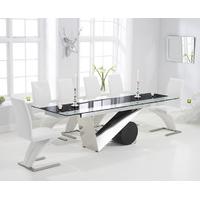Pretoria 170cm Extending Black Glass Dining Table with Ivory-White Hampstead Z Chairs