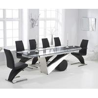 pretoria 170cm extending black glass dining table with hampstead z cha ...