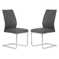 Presto Dining Chair In Grey Faux Leather In A Pair