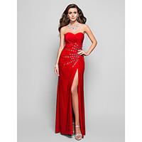 Prom Formal Evening Military Ball Dress - Open Back Sheath / Column Strapless Sweetheart Floor-length Jersey withCrystal Detailing Criss