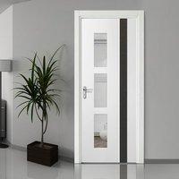 Praiano White and Dark Grey Door - Clear Glass - Prefinished