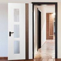 Praiano White and Walnut Door - Clear Glass - Prefinished