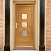 Prefinished Turin External Oak Door, Obscure Double Glazing