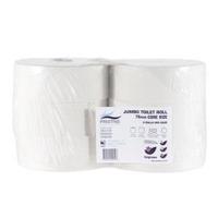 Pristine Toilet Roll Jumbo 2-ply Core 76mm Length 400m White (Pack of 6 Toilet Rolls)
