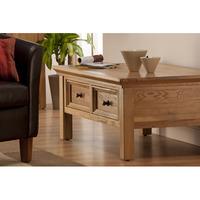 provence rectangular coffee table in oak with 2 drawers