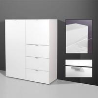 Primera Tall Sideboard In White Glass With 2 Doors And 3 Drawers