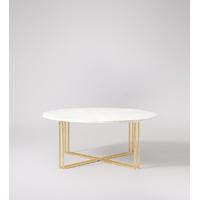 praia coffee table in white marble gold leaf