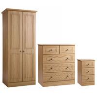 Princeton Wiltshire 2 Door Wardrobe, 3 and 2 Drawer Chest and 3 Drawer Bedside Set