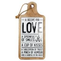 Premium Kitchen Rustic Hanging Wooden Recipe For Love Chopping Board Style Sign Plaque