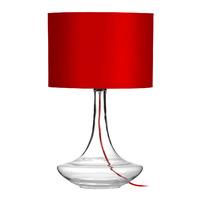 Premier Housewares Glass Table Lamp with Cable and Red Shade