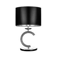 Premier Housewares Glittering C Table Lamp with Black Shade