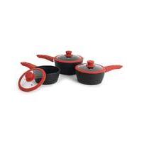 Progress Forged Red 3pc Saucepan Set