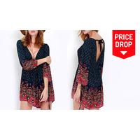 Printed Sleeved Jumpsuit - 4 Sizes