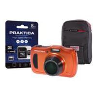 praktica luxmedia wp240 waterproof camera inc 8gb microsd orange