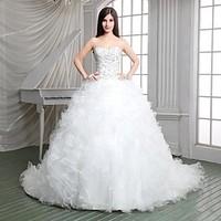 princess wedding dress sparkle shine cathedral train strapless lace sa ...