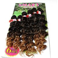 promotion price ombre brown color synthetic deep wave deep curly Braids Hair Extensions synthetic hair bundles Kanekalon 6 bundles/lot