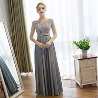 prom formal evening dress sheath column scoop floor length lace satin  ...