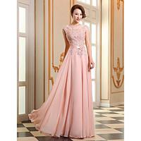 prom formal evening dress lace up a line jewel floor length georgette  ...