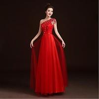 prom formal evening dress a line one shoulder floor length lace satin  ...