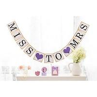 Pretty Vintage Miss To Mrs with 2 Purple Hearts Bridal Shower Hen Party Banner Buntings