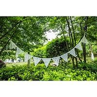 Pretty Romantic 1717CM White Lace Garlands Fabric Bunting Banner Wedding Event Party Decoration