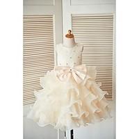 princess knee length flower girl dress lace organza scoop with beading ...