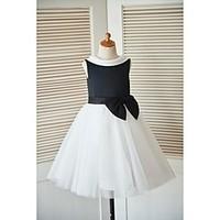 princess knee length flower girl dress satin tulle cowl with bows butt ...