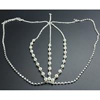 pretty pearl diamond chain weddingparty headpiece