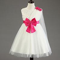 princess knee length flower girl dress cotton polyester jewel with bow ...