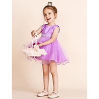 princess knee length flower girl dress cotton tulle jewel with pearl d ...