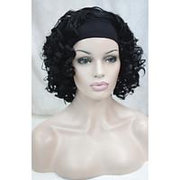 Premium Quality Natural Short Wavy Curly 3/4 Wig Black Headband Wigs free shipping