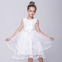 Princess Floor-length Flower Girl Dress - Satin Tulle Jewel with Bowknot Sequin Ribbon Tie