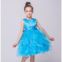 princess floor length flower girl dress satin tulle jewel with bowknot ...