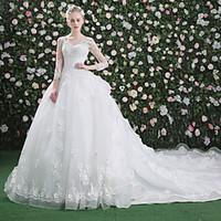 princess wedding dress chic modern beautiful back royal length train v ...