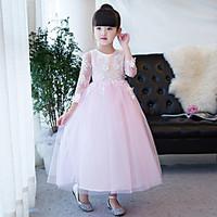 princess ankle length flower girl dress lace tulle jewel with applique ...