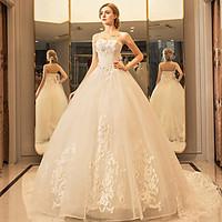 Princess Wedding Dress - Elegant Luxurious Floor-length Sweetheart Tulle with Appliques Crystal Lace