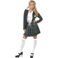 Preppy Schoolgirl Costume, With Shirt, Skirt And Blazer Size Medium 12-14