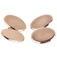 Pre-Owned 9ct Rose Gold Plain Oval Cufflinks 4119494