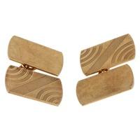 Pre-Owned 9ct Yellow Gold Patterned Cufflinks 4119403