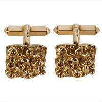 Pre-Owned 9ct Yellow Gold Crater Effect Bar Cufflinks 4119460
