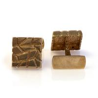 Pre-Owneed 9ct Gold Bark Effect Cufflinks 4119387