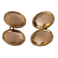 Pre-Owned 9ct Yellow Gold Plain Oval Chain Cufflinks 4119473